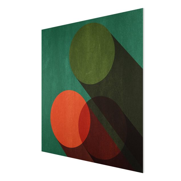 Tableau abstrait Formes abstraites - Cercles en vert et rouge