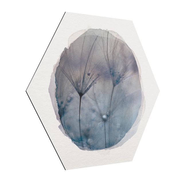 Tableaux plumes Aquarelles - Plumes bleues sous la pluie