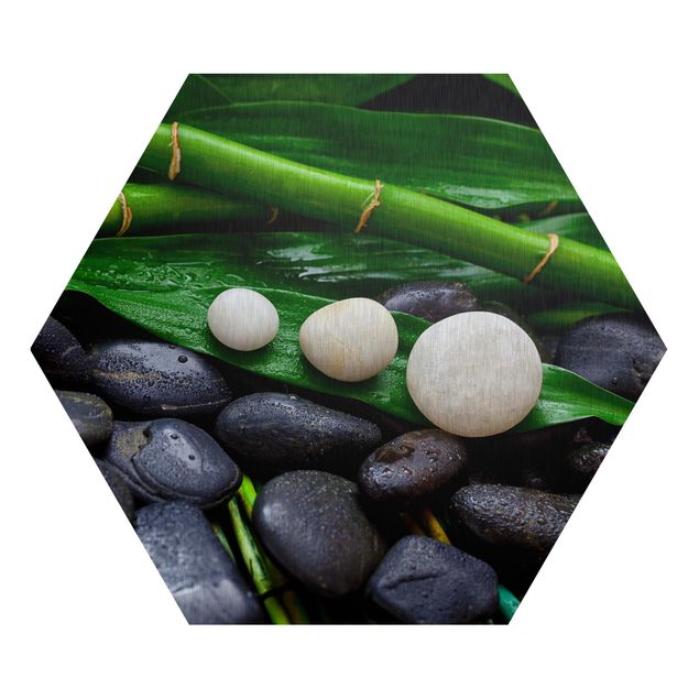 Tableaux zen Bambou vert avec pierres zen