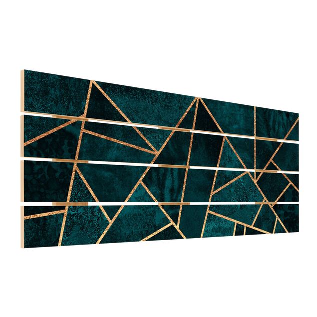 Impression sur bois - Dark Turquoise With Gold