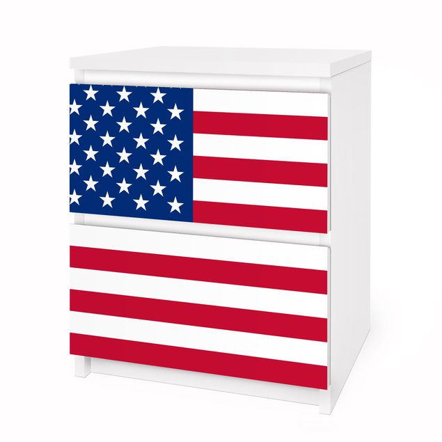Papier adhésif pour meuble IKEA - Malm commode 2x tiroirs - Flag of America 1