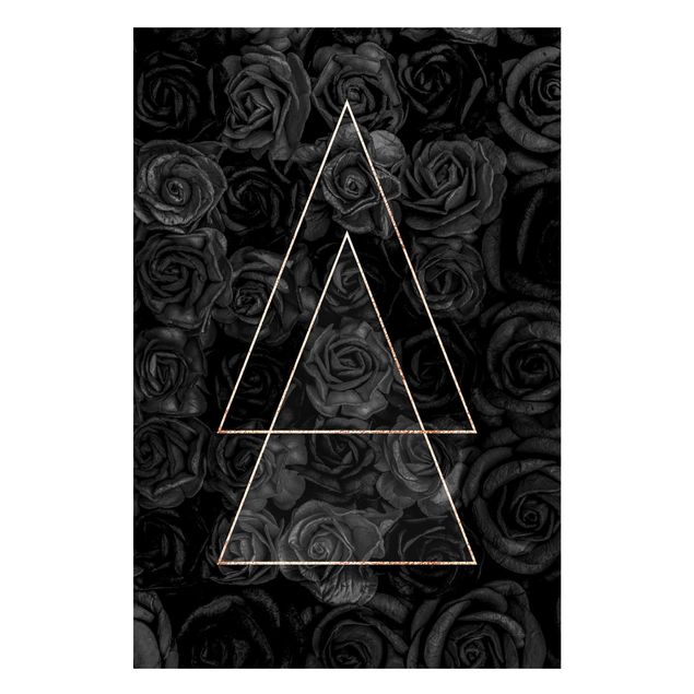 Tableaux magnétiques avec fleurs Rose noire dans un triangle d'or