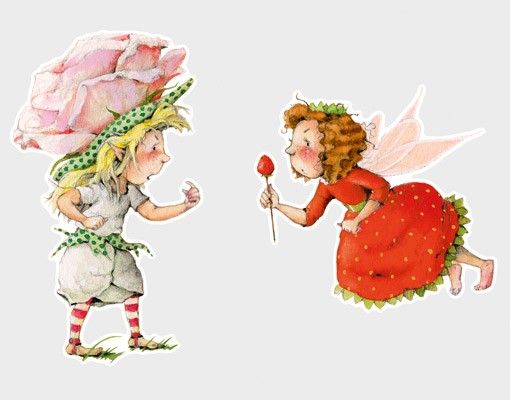 Sticker mural animaux foret No.678 Little Strawberry Strawberry Fairy - Pink Rose