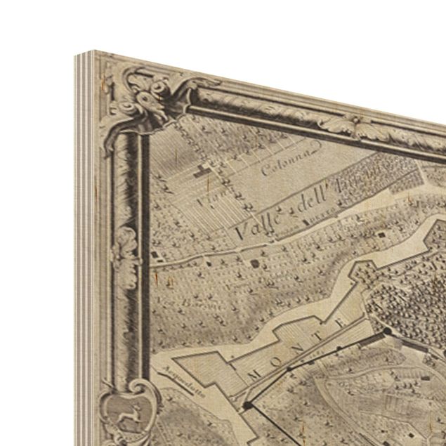 Impression sur bois - Vintage Map Rome