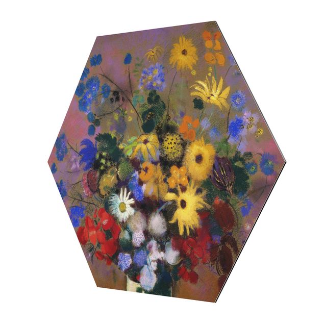 Tableaux multicolore Odilon Redon - Vase blanc avec des fleurs