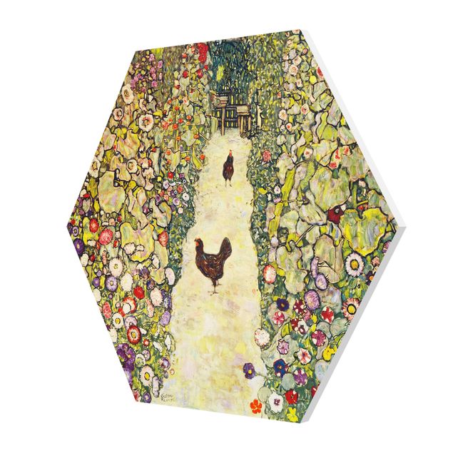 Tableaux florals Gustav Klimt - Chemin de jardin avec poules