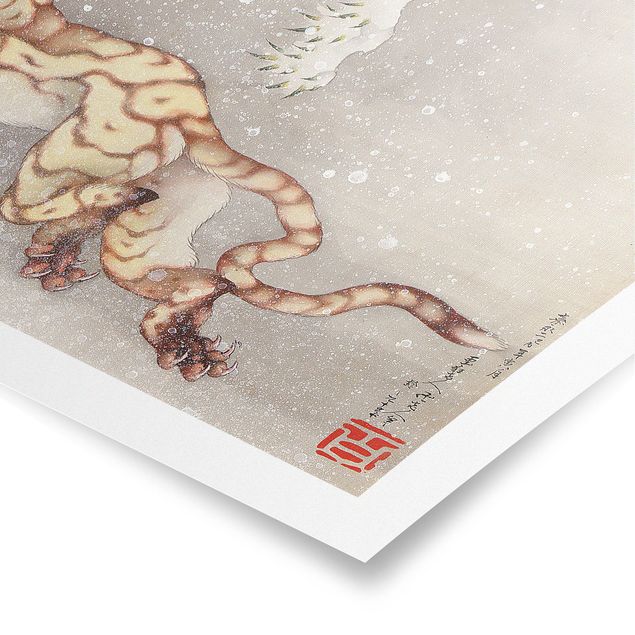 Tableaux animaux Katsushika Hokusai - Tigre dans une tempête de neige
