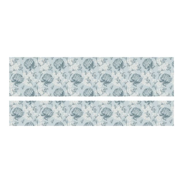 Papier adhésif pour meuble IKEA - Malm lit 180x200cm - Hydrangea Pattern In Blue