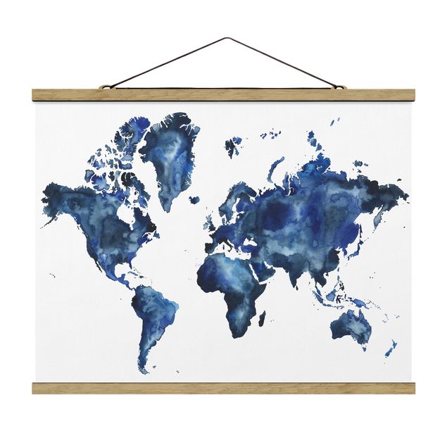 Tableau deco bleu Carte du monde de l'eau claire