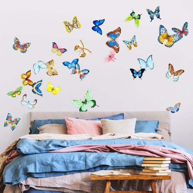 Décoration chambre bébé Lot de papillons aquarellés