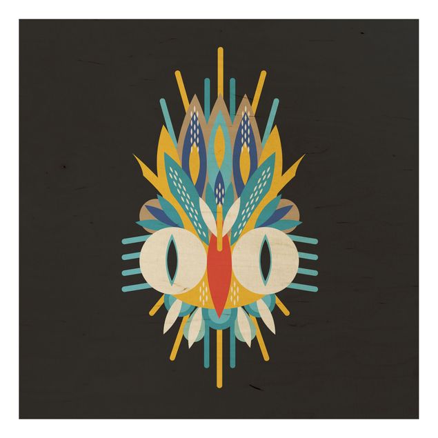 Tableaux de Muah Collage masque ethnique - Plumes d'oiseaux