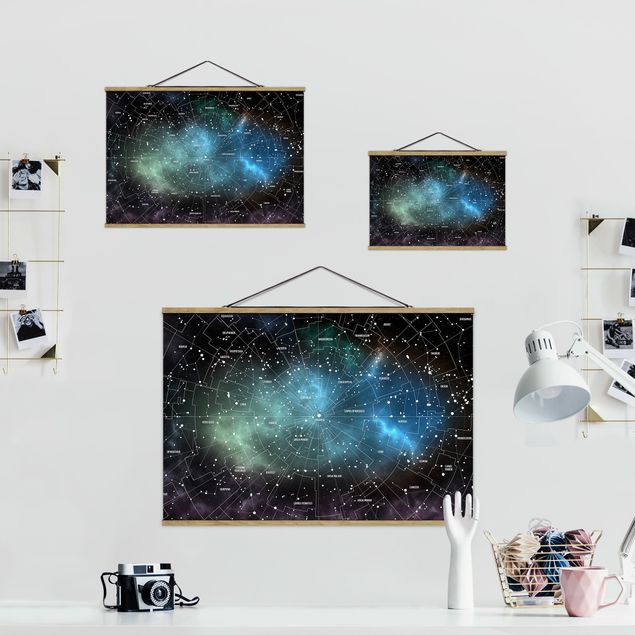 Tableau textile Carte des Constellations Stellaires Nébuleuse Galactique