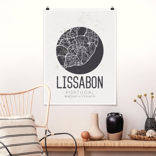 Décorations cuisine Plan de ville de Lisbonne - Rétro