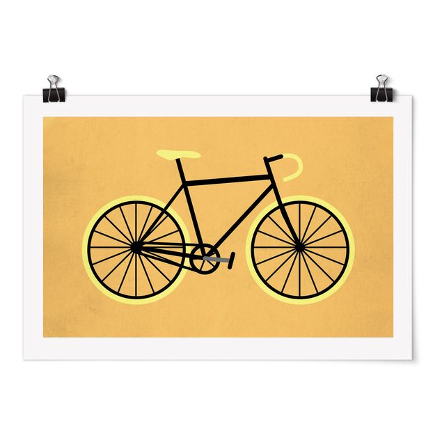 Poster reproduction tableau Bicyclette en jaune