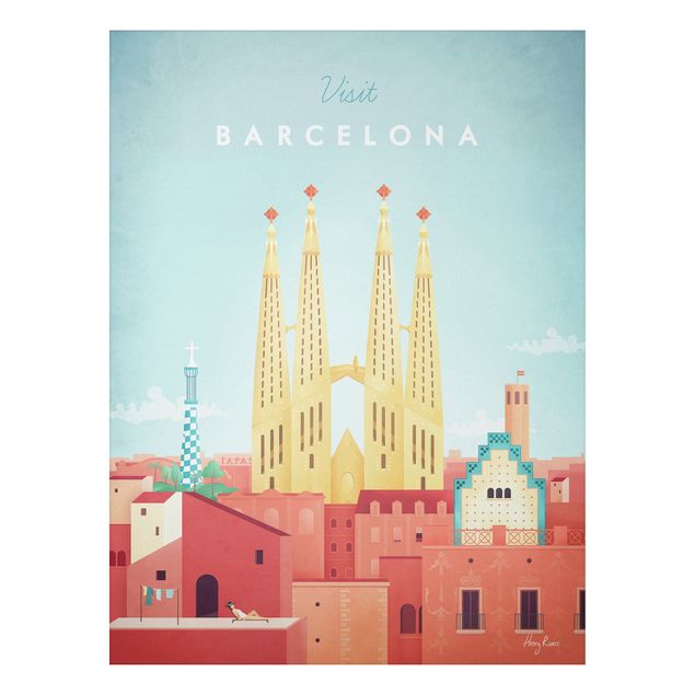 Tableau style vintage Poster de voyage - Barcelone