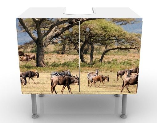 Meubles sous lavabo design - Herd Of Wildebeest In The Savannah