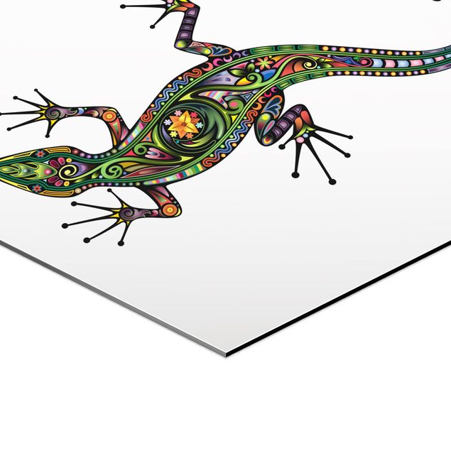 Hexagone en alu Dibond - Gecko Pattern