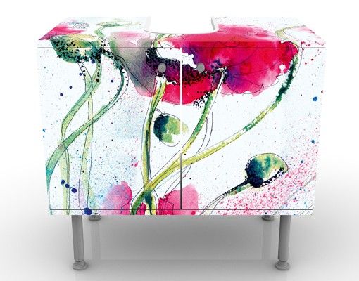 Meubles sous lavabo design - Painted Poppies