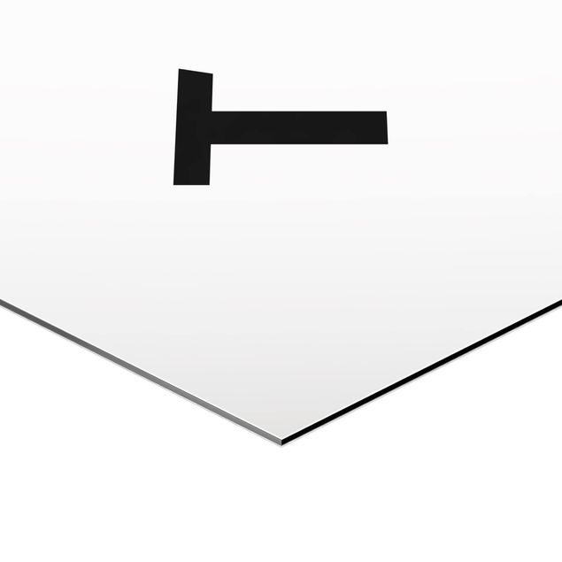 Hexagone en alu Dibond - Letter White T