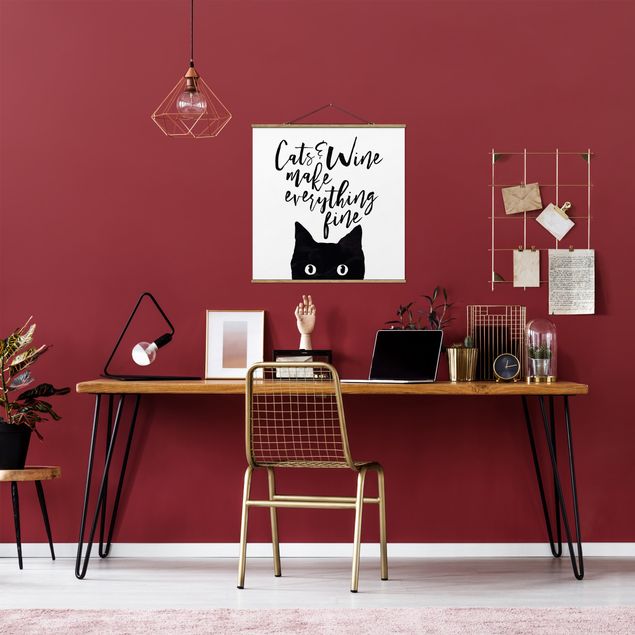 Tableaux modernes Cats And Wine make Everything Fine - Chats et vin