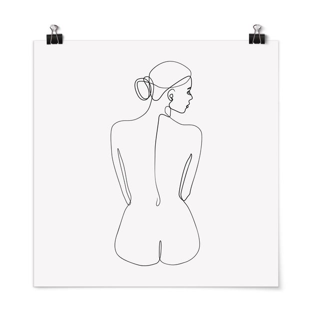 Tableaux portraits Line Art Nude Back Black And White