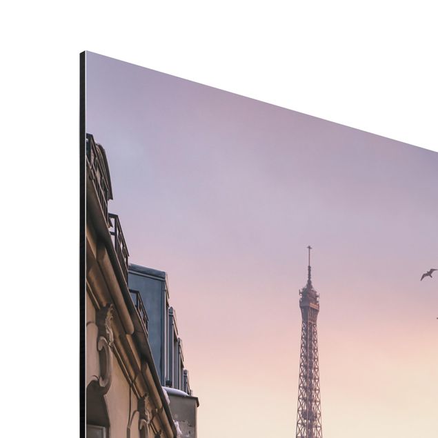Tableaux multicolore La Tour Eiffel au soleil couchant