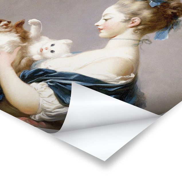 Tableaux reproduction Jean Honoré Fragonard - Fille jouant avec un chien et un chat