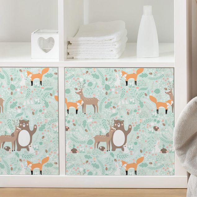 Adhésif meuble motif Motif pour enfants Amis de la forêt avec animaux de la forêt