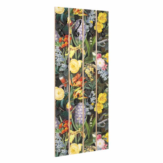 Tableaux de Uta Naumann Fleurs avec Des Oiseaux Tropicaux Colorés