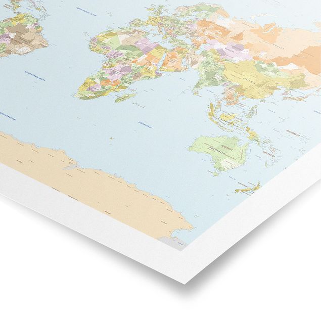 Tableau multicolore Carte politique du monde