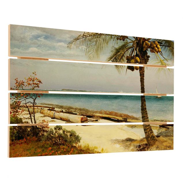 Tableaux en bois avec plage & mer Albert Bierstadt - Côte tropicale