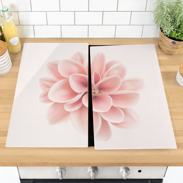 Cache plaques de cuisson fleurs Dahlia Rose Fleur Pastel Centré