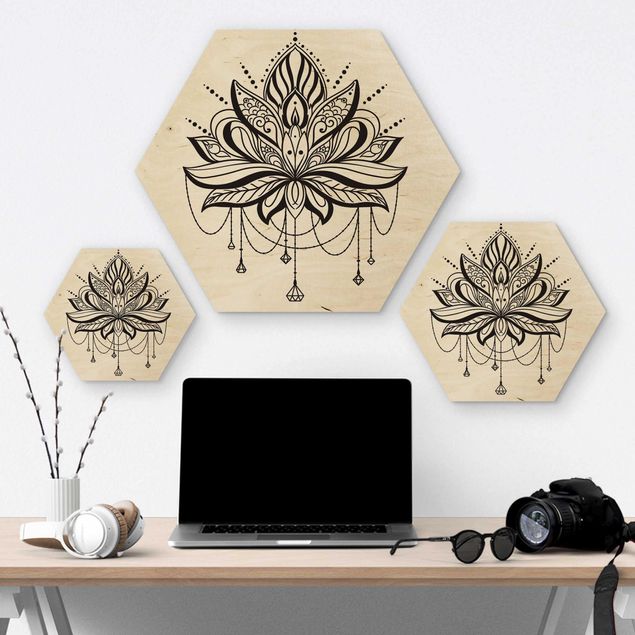 Hexagone en bois - Lotus With Chains