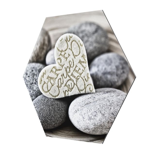 Tableau décoration Carpe Diem Coeur avec pierres