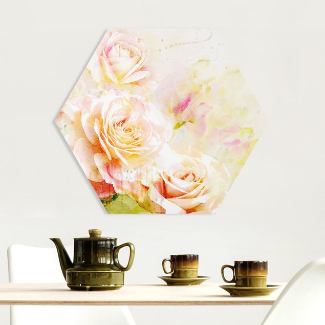 Tableaux modernes Composition de roses à l'aquarelle