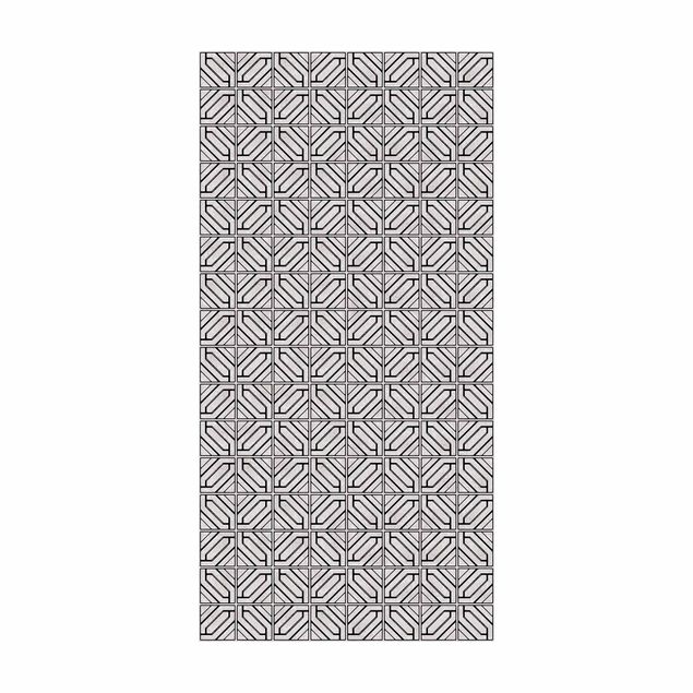 tapis imitation carreaux de ciment Géométrie rhomboïdale noir