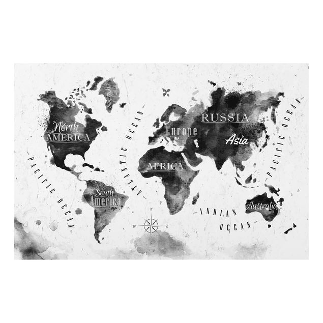 Fond de hotte - World Map Watercolor Black