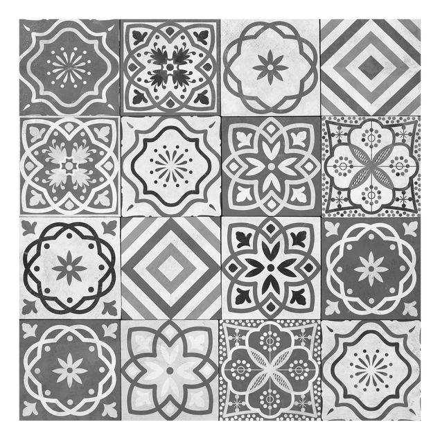 Fond de hotte - Mediterranean Tile Pattern Grayscale