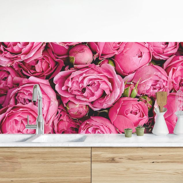 Déco murale cuisine Pivoines roses