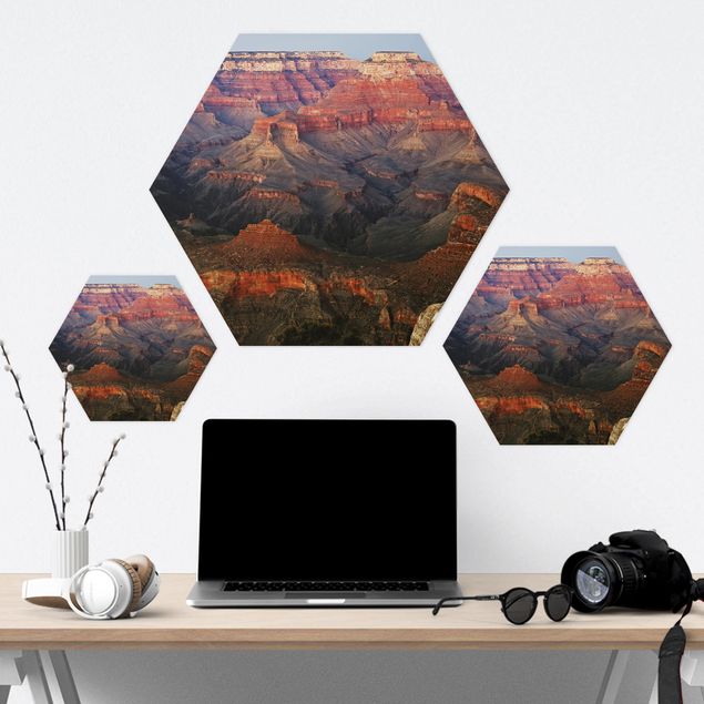 Tableau hexagon Grand Canyon après le coucher du soleil