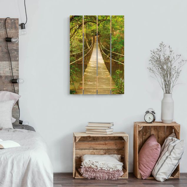 Tableaux en bois avec paysage Jungle Bridge