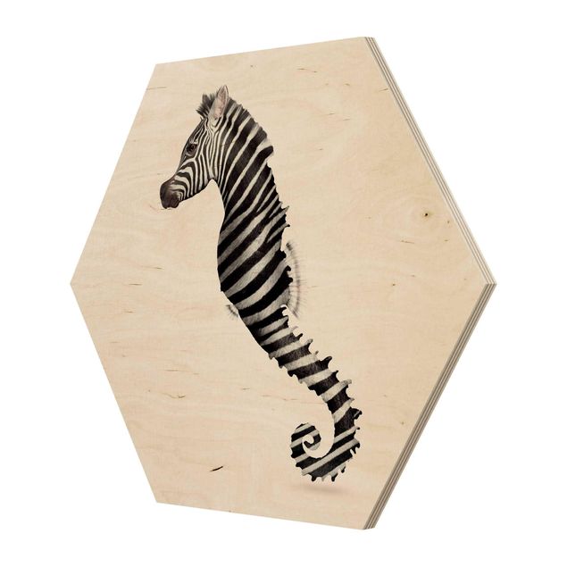 Hexagone en bois - Seahorse With Zebra Stripes