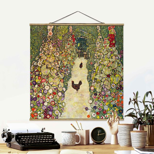 Déco mur cuisine Gustav Klimt - Chemin de jardin avec poules
