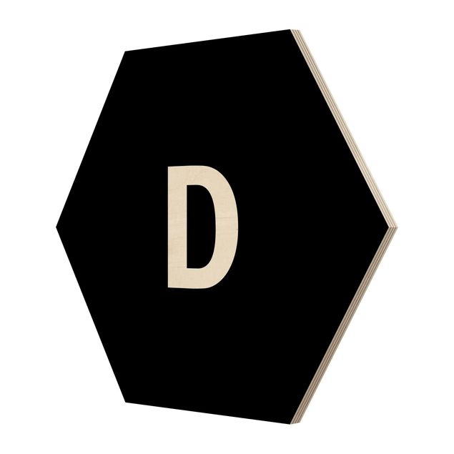 Hexagone en bois - Letter Black D