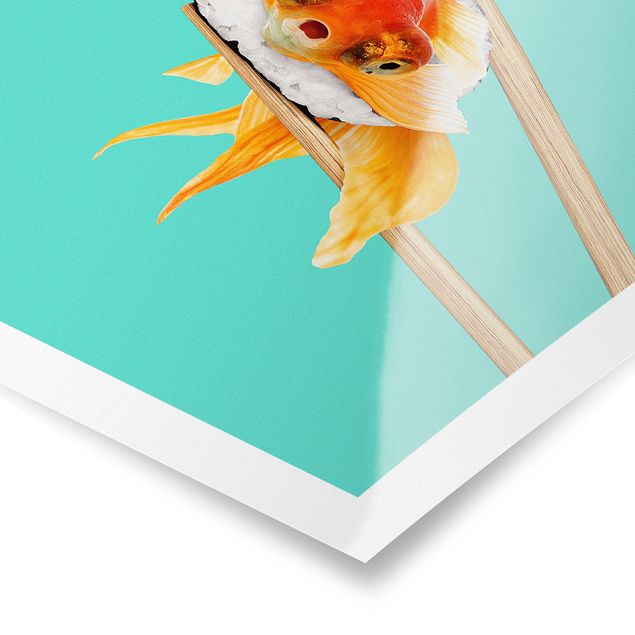 Tableaux turquoise Sushi avec poisson rouge