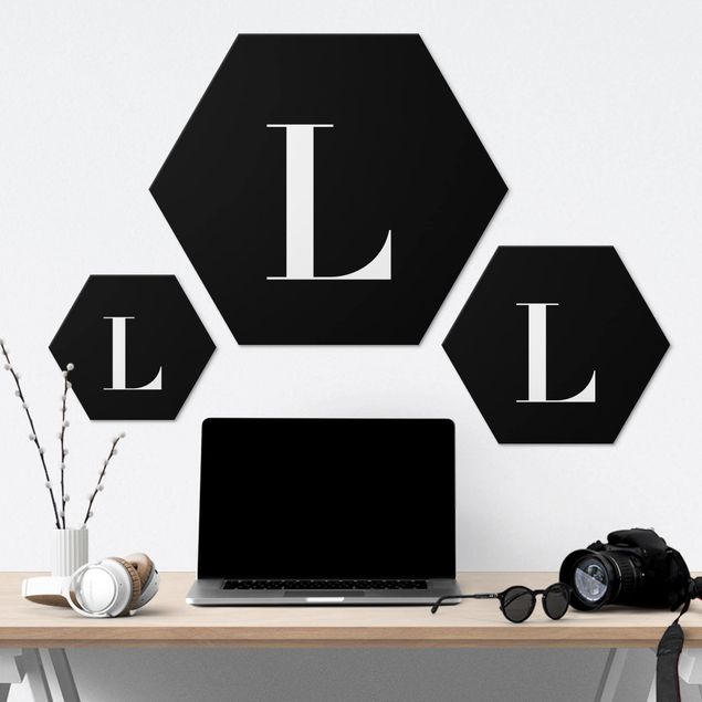 Hexagone en alu Dibond - Letter Serif Black L