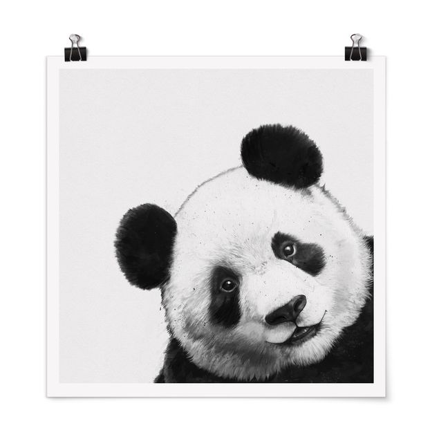 Posters en noir et blanc Illustration Panda Dessin Noir Et Blanc
