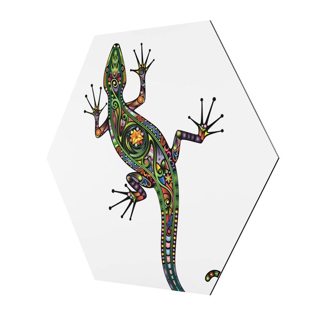 Tableau hexagon Motif avec gecko