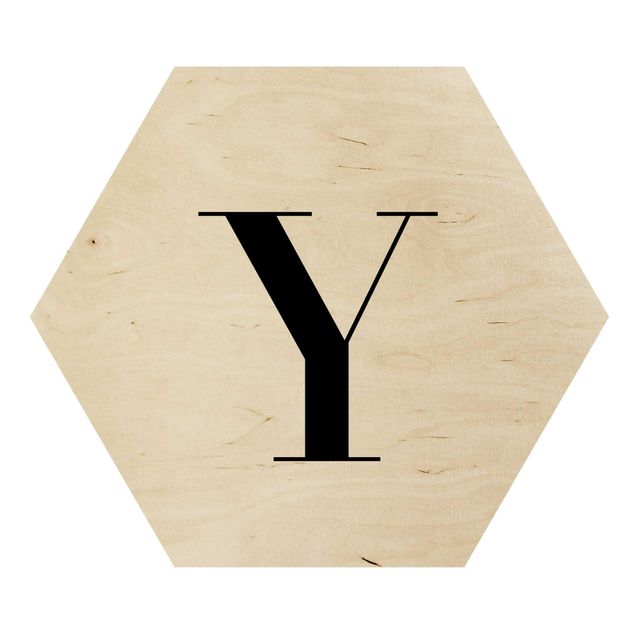 Hexagone en bois - Letter Serif White Y