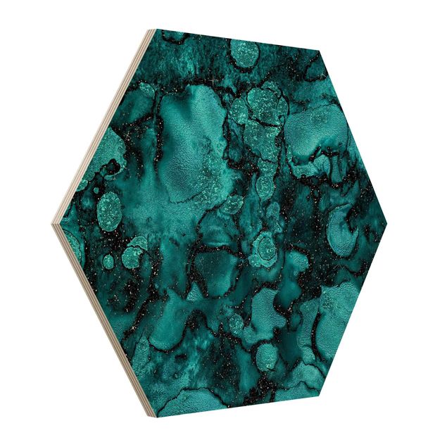 Tableaux reproduction Goutte Turquoise avec Paillettes